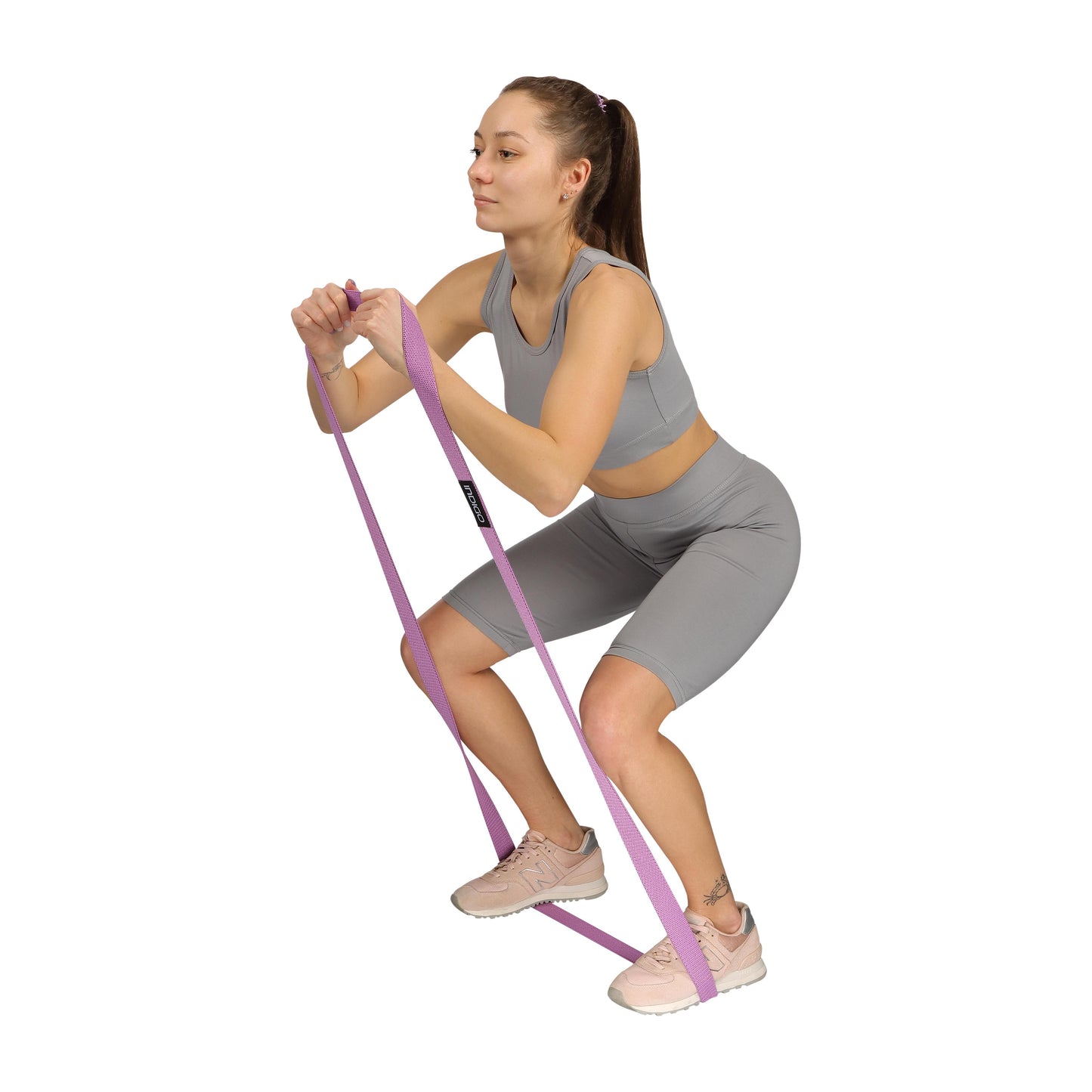 Bandas Elásticas de Tela 3 Niveles de Resistencias Larga INDIGO Púrpura-Rosa-Verde Claro