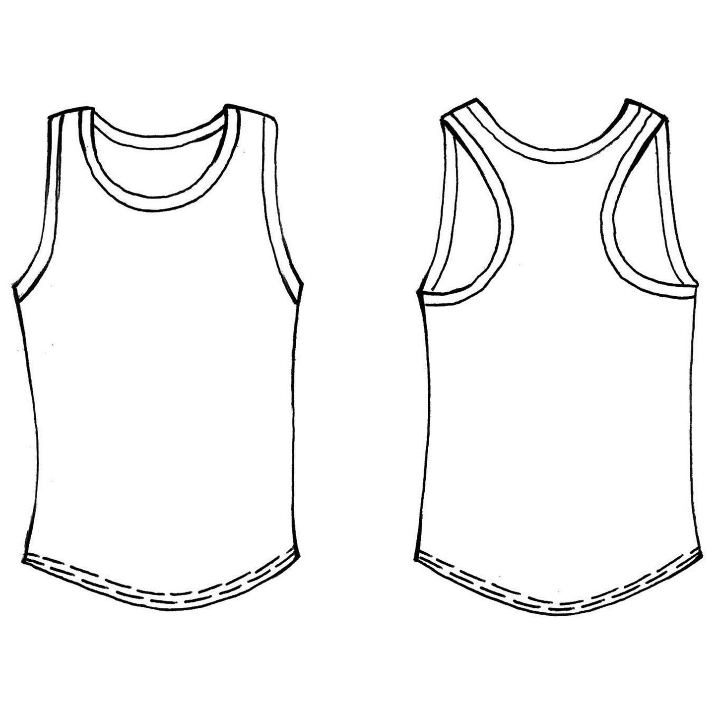 Tank Top with Indigo Black-Turquoise Trim