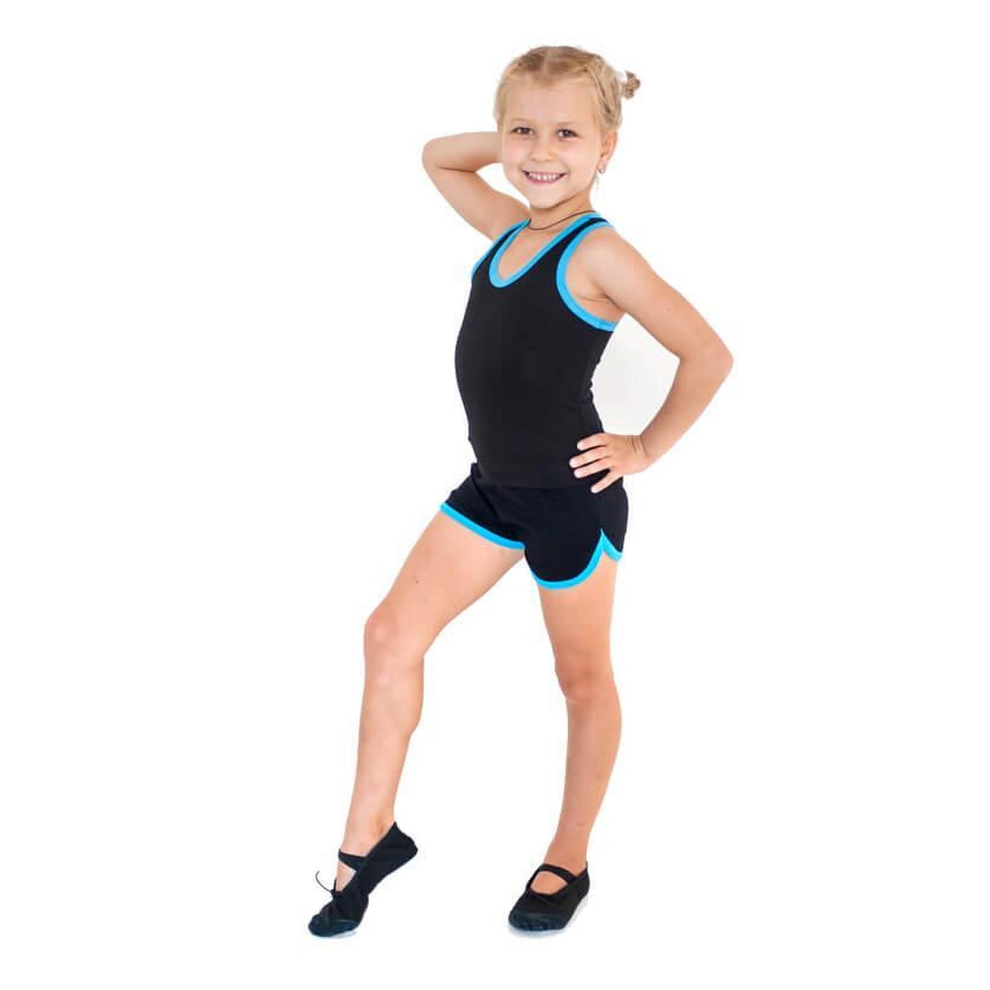 Tank Top with Indigo Black-Turquoise Trim
