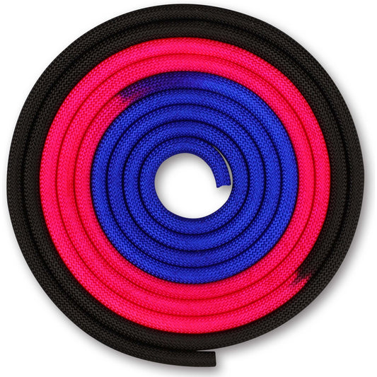 Corde Pour Gymnastique Rythmique Pondérée 165gr. INDIGO Tricolore 3 m Bleu-Rose-Noir.
