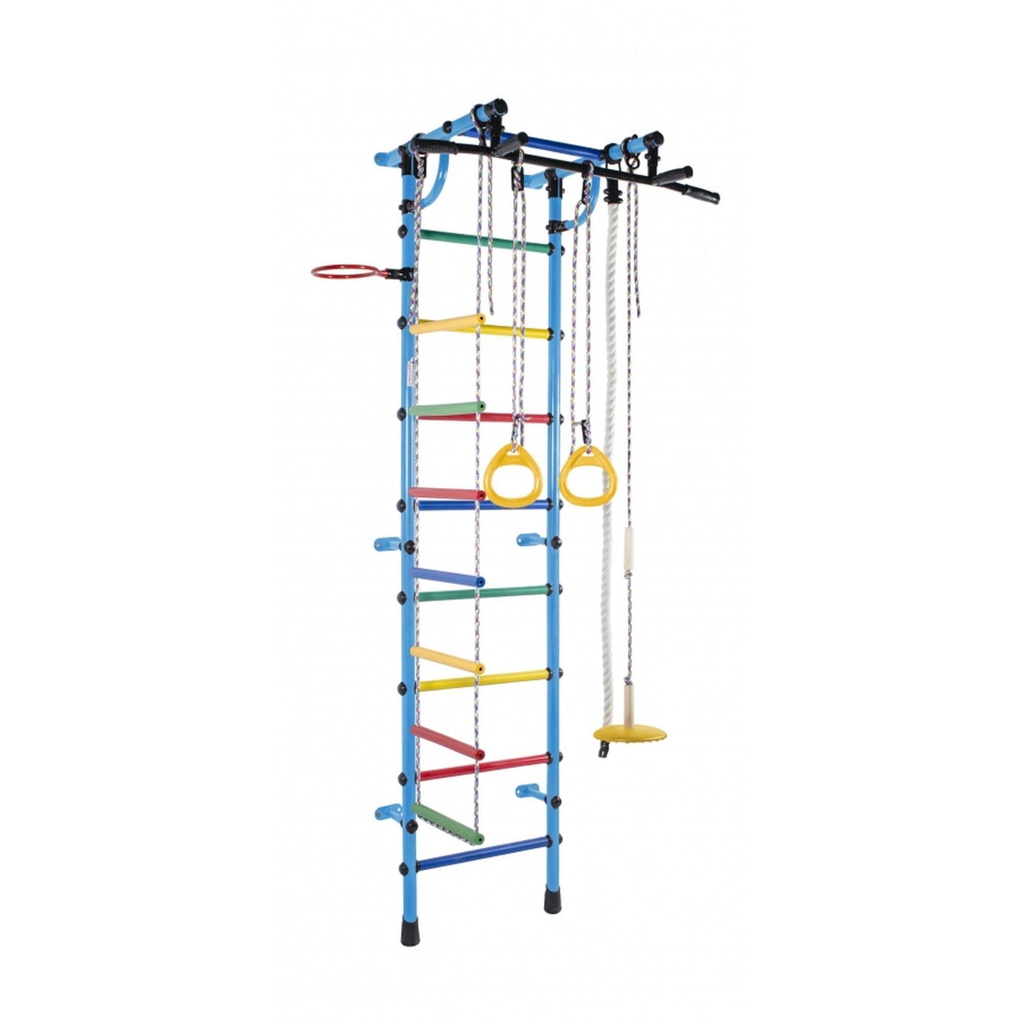 Gamma Children's Wall Gym with Stall Bars, Pull-Up Bar, Rings, Ladder, and Swing 230*64*52 cm
