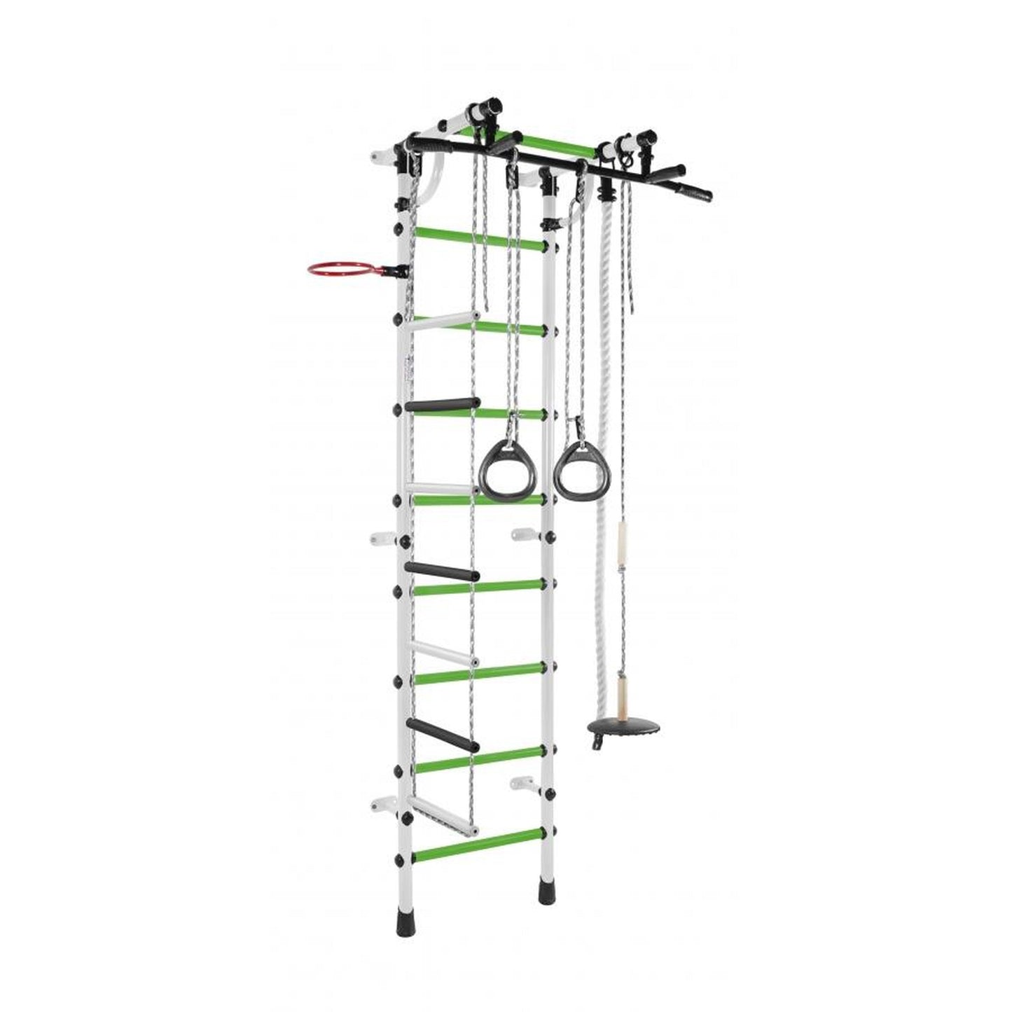 Gamma Children's Wall Gym with Stall Bars, Pull-Up Bar, Rings, Ladder, and Swing 230*64*52 cm