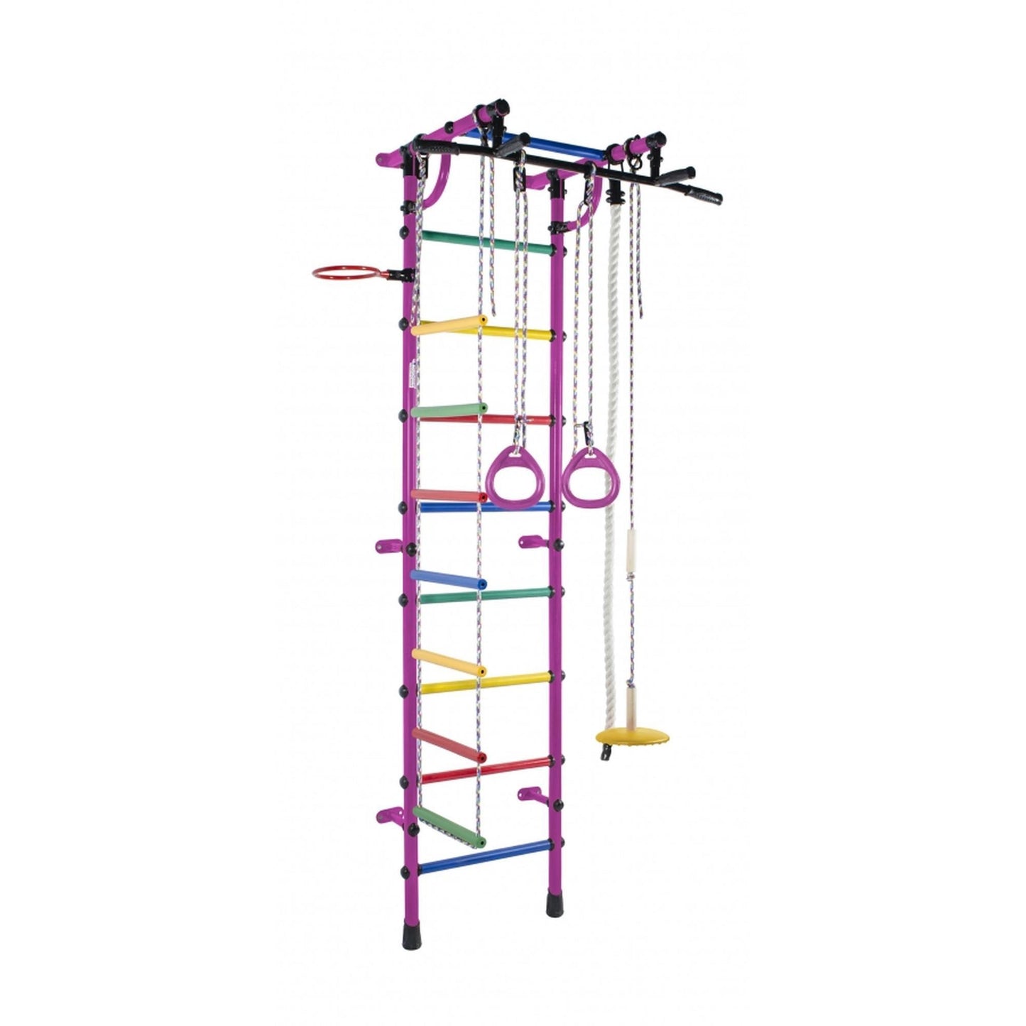 Gamma Children's Wall Gym with Stall Bars, Pull-Up Bar, Rings, Ladder, and Swing 230*64*52 cm