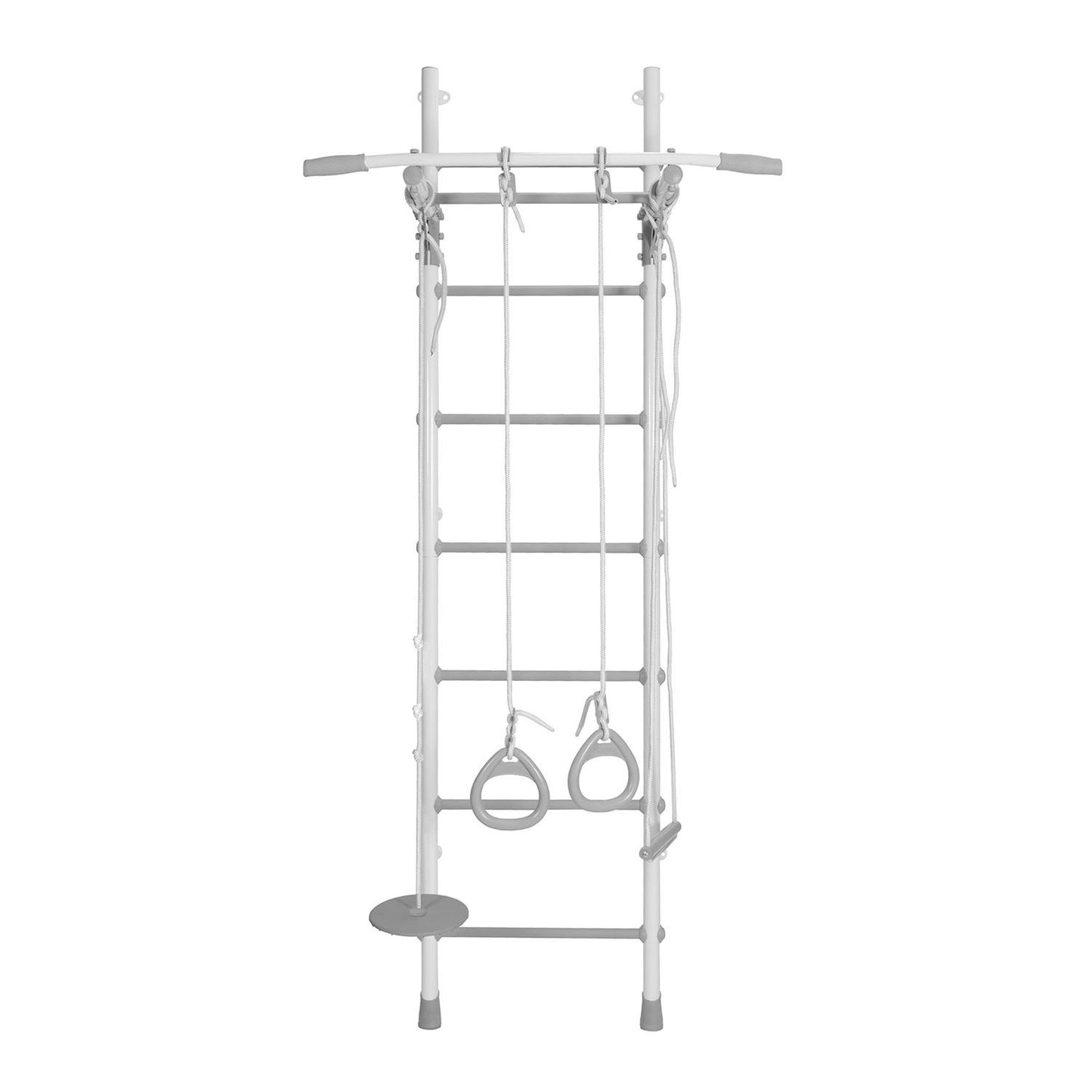 Gimnasio Infantil de Pared con Espaldera, Anillas, Bungee y Columpio VAINILLA 217*64*58 cm