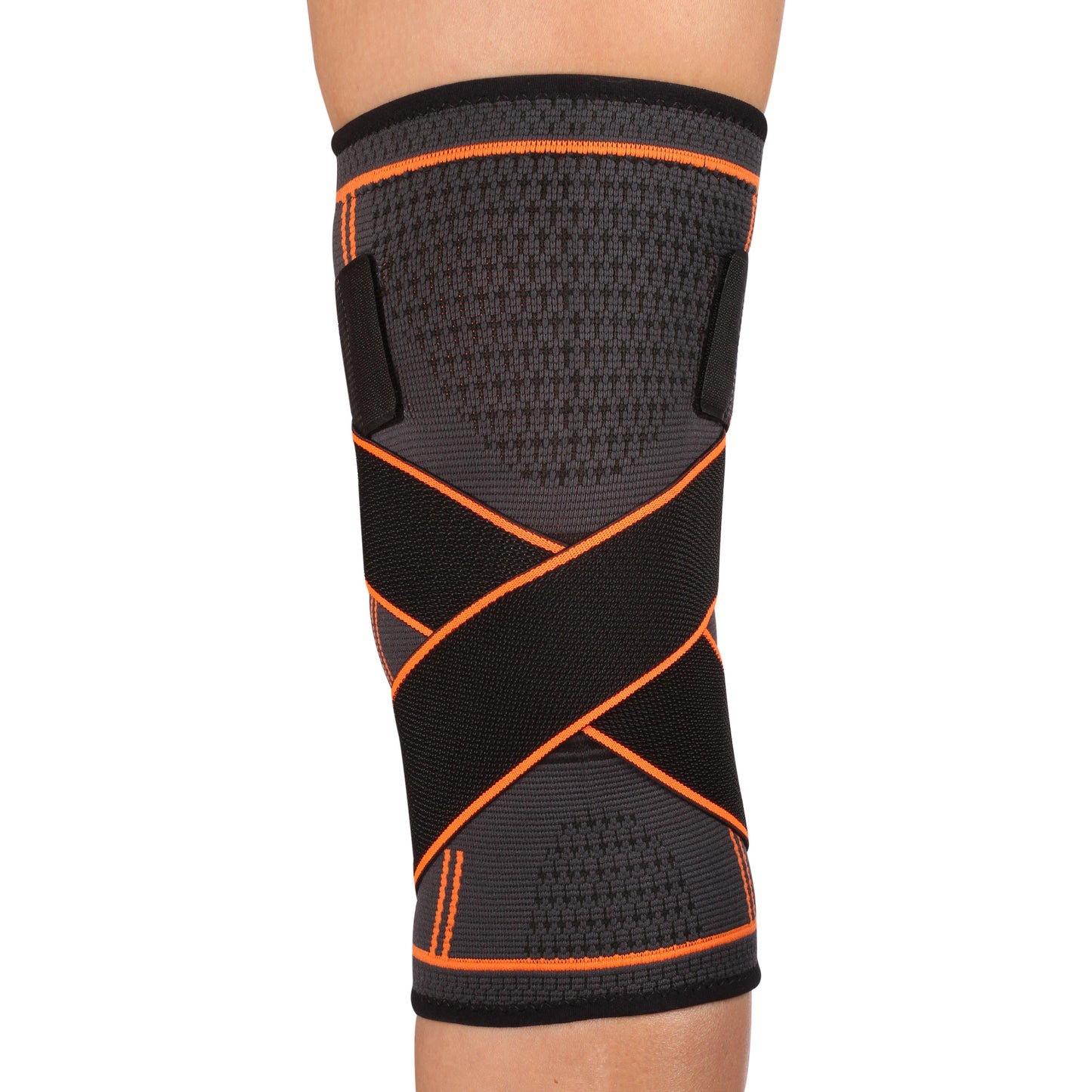 Elastic Knee Brace with Compression Straps INDIGO Black-Orange