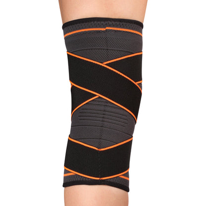 Elastic Knee Brace with Compression Straps INDIGO Black-Orange