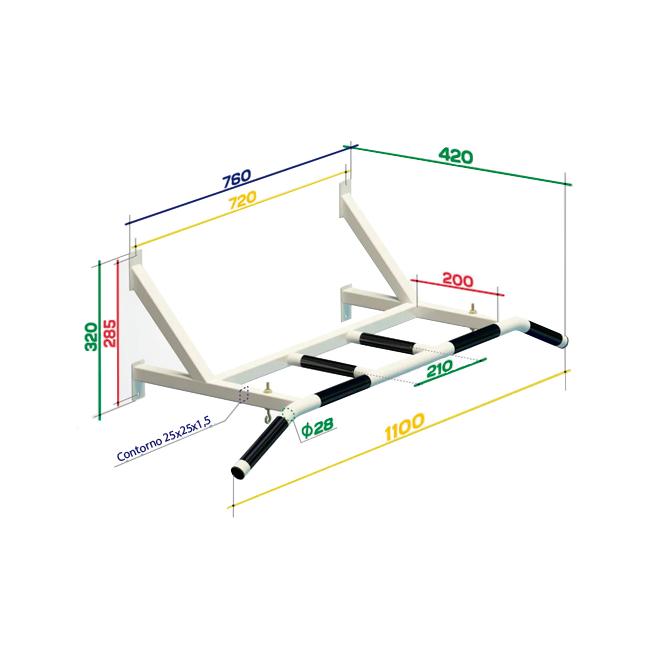 Pull-Up Bar Wall-Mounted Up To 150 Kg CLASSIC2 SPEKTR 76*32*42 cm