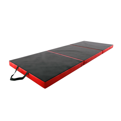 DRUNA Colchoneta Gimnasia Plegable 195x80x6 cm con Asas - Negro / Rojo
