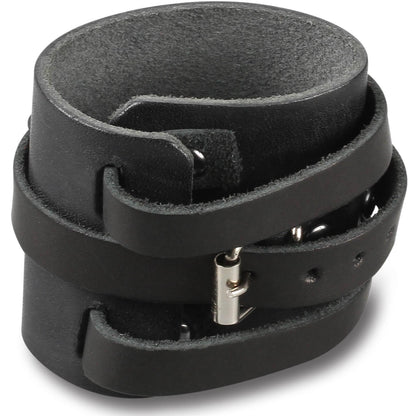 Leather Wristband with Metal Buckle INDIGO Black 8*6.5 cm 1 Unit