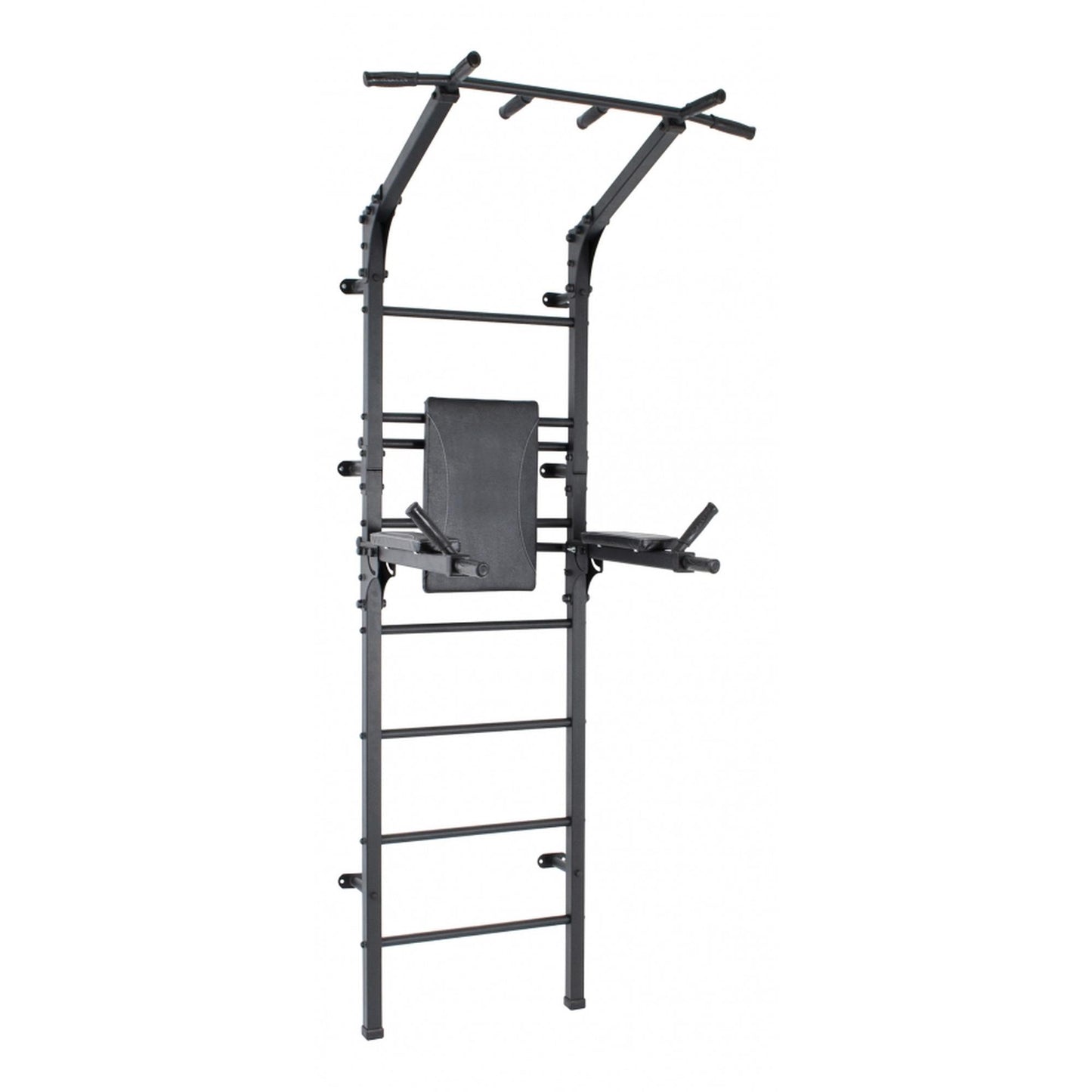 OLIMPUS Wall Gym for Adults with Stall Bars, Foldable Dip Bars, and Pull-Up Bar Black 225*90*83 cm