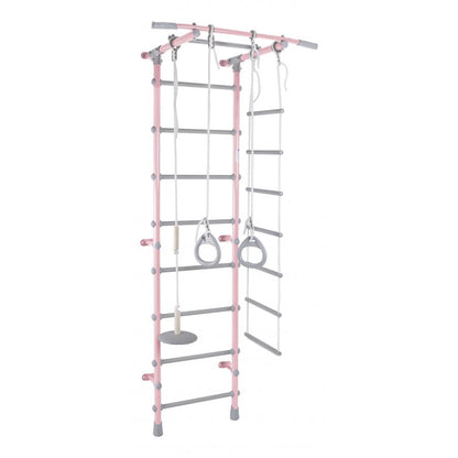 Children's Wall Gym with Stall Bars, Rings, Ladder, and Swing PASTEL1 217*63*52.5 cm