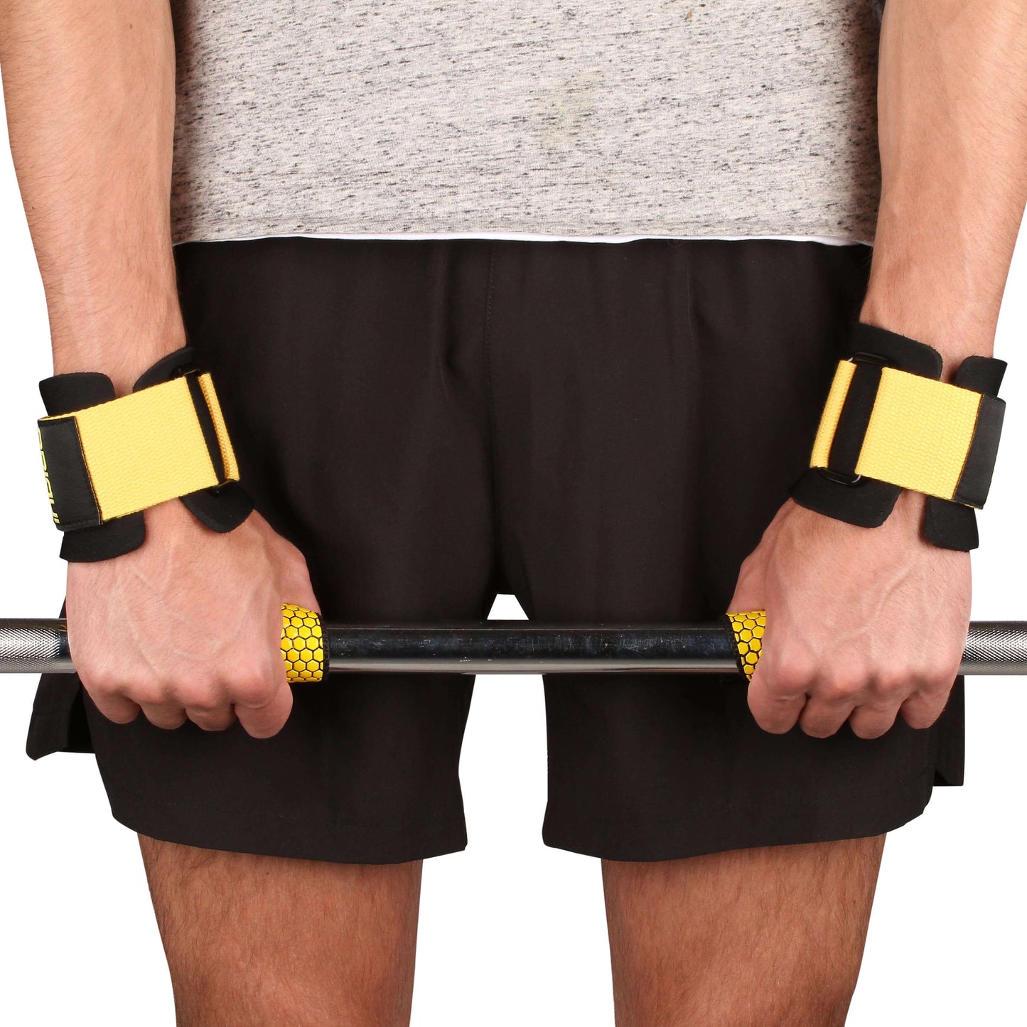 Weightlifting Wrist Wraps With Deadlift (Pair) INDIGO Black - Yellow