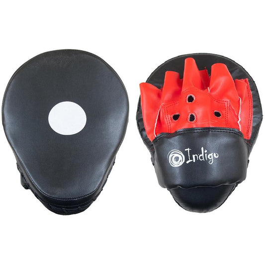 Boxing Mitts Curved PU (Pair) Indigo Black-Red 26*20*9 cm