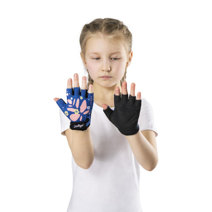 Child Cycling Gloves FLOWERS INDIGO