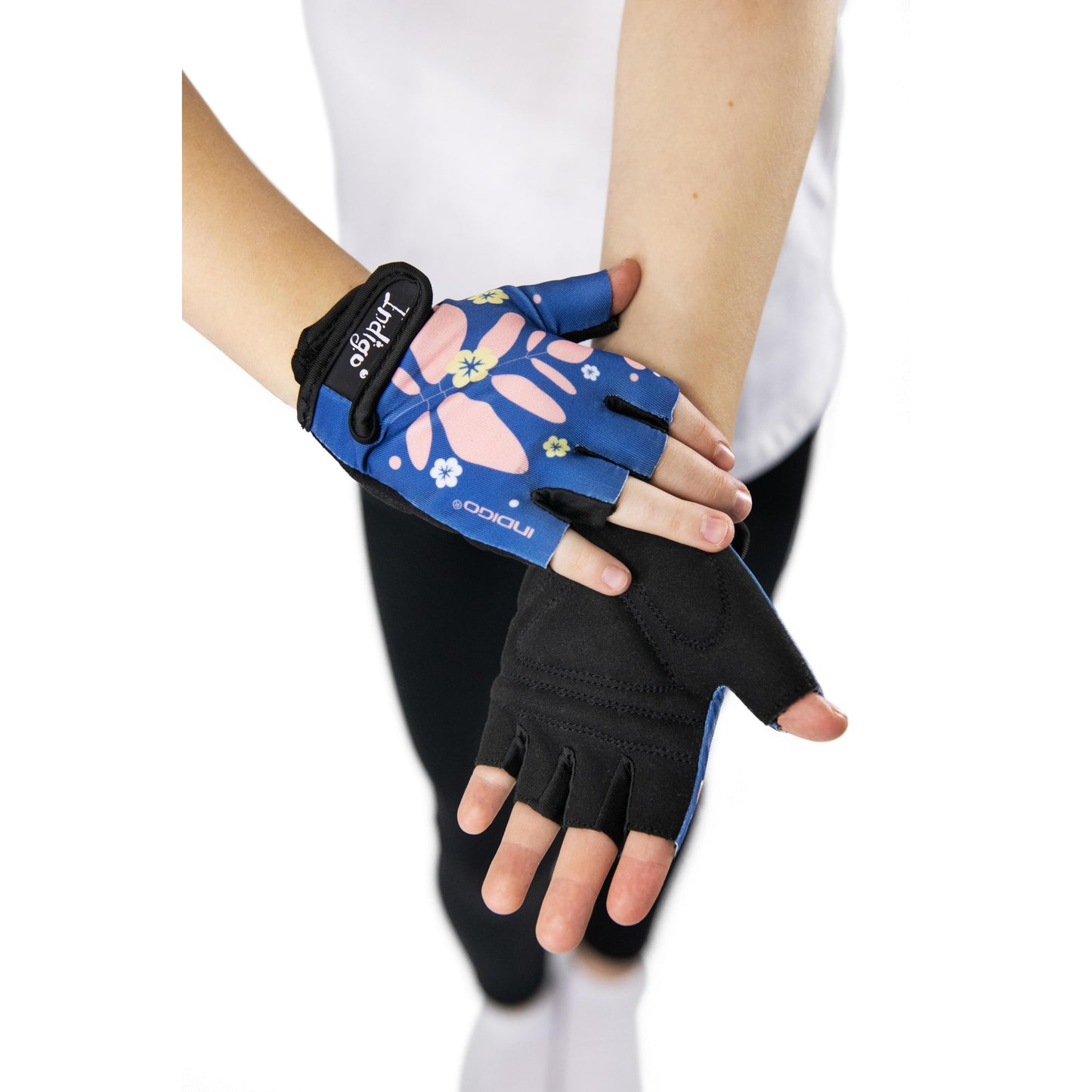 Child Cycling Gloves FLOWERS INDIGO