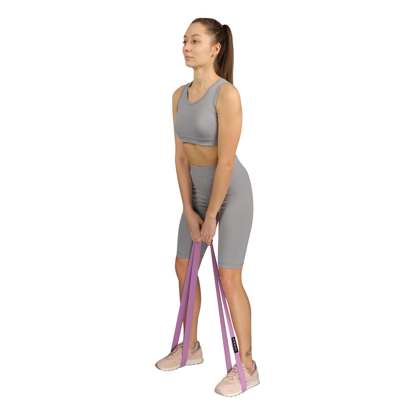 Bandas Elásticas de Tela 3 Niveles de Resistencias Larga INDIGO Púrpura-Rosa-Verde Claro