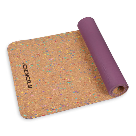 Yoga and Fitness Mat TPE and Cork Indigo 173*61*0.6 cm