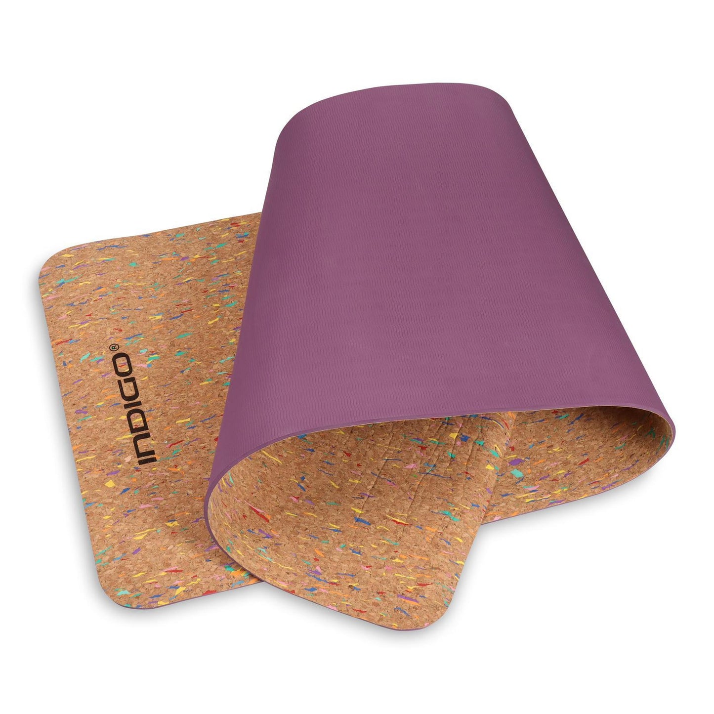 Yoga and Fitness Mat TPE and Cork Indigo 173*61*0.6 cm