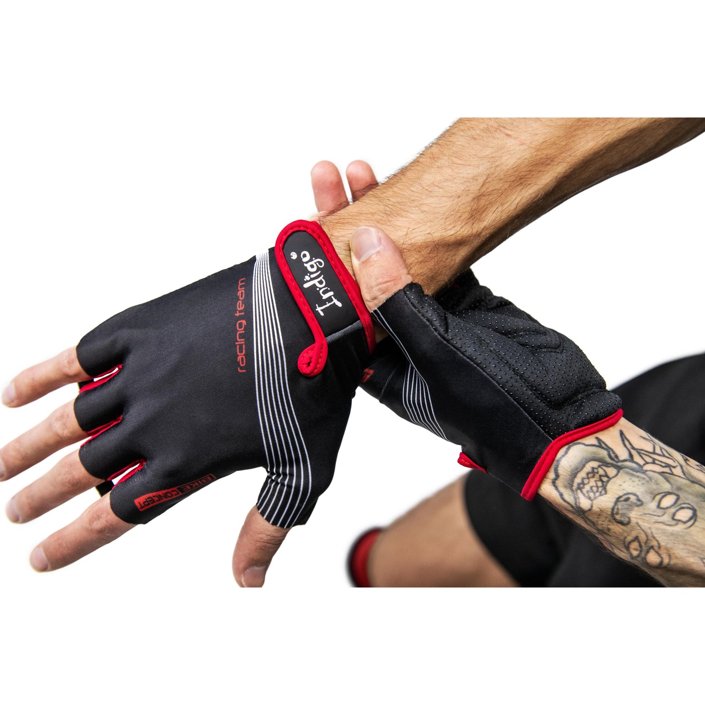 Fitness-Cycling Gloves for Men INDIGO Black-Red