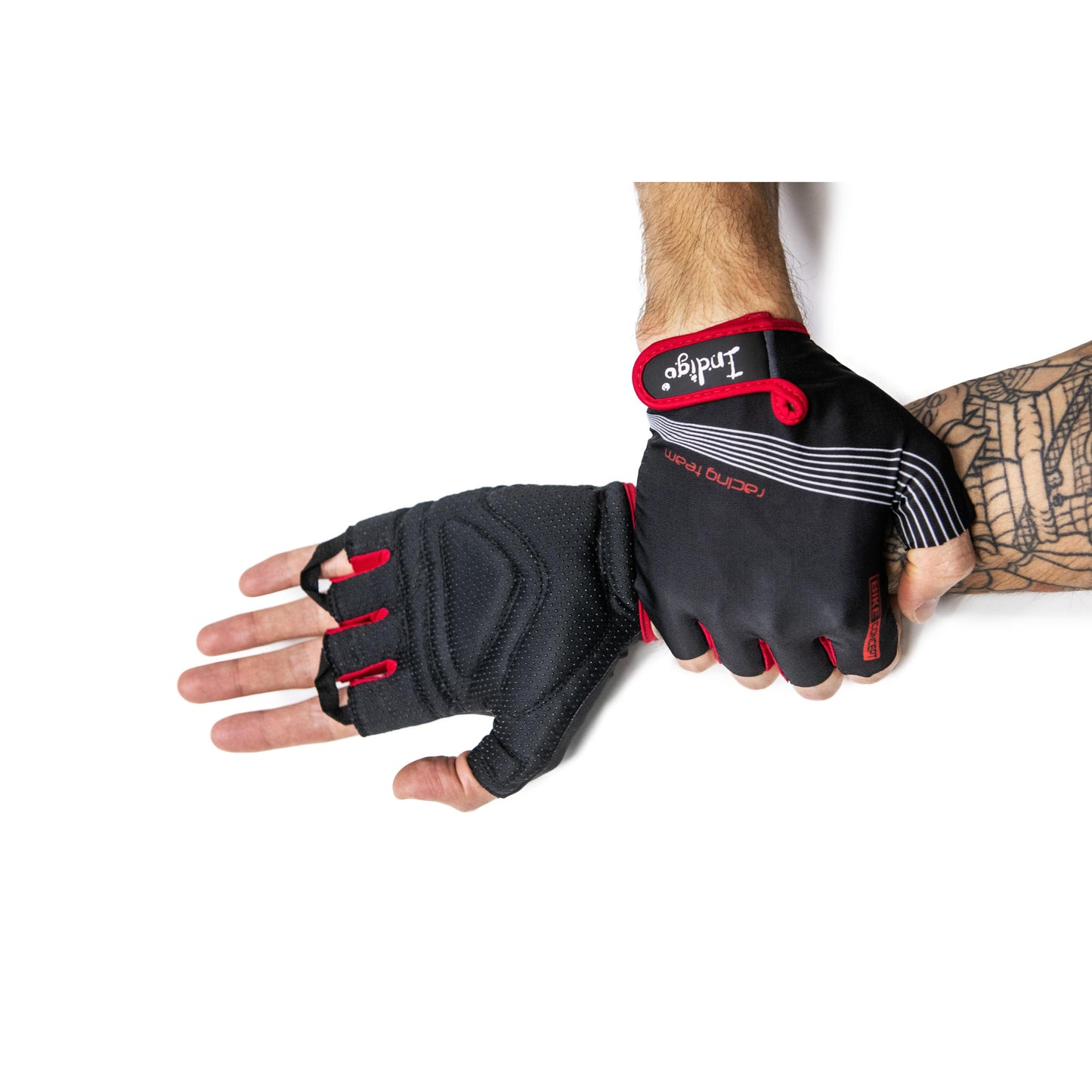 Fitness-Cycling Gloves for Men INDIGO Black-Red