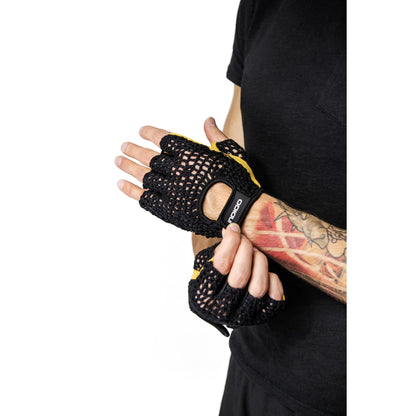 Indigo Black-Brown Suede and Mesh Fitness Gloves for Men