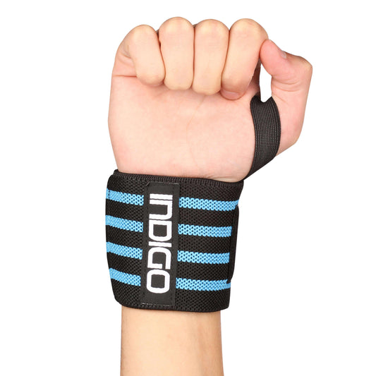 Weightlifting Elastic Wristband INDIGO Black-Blue