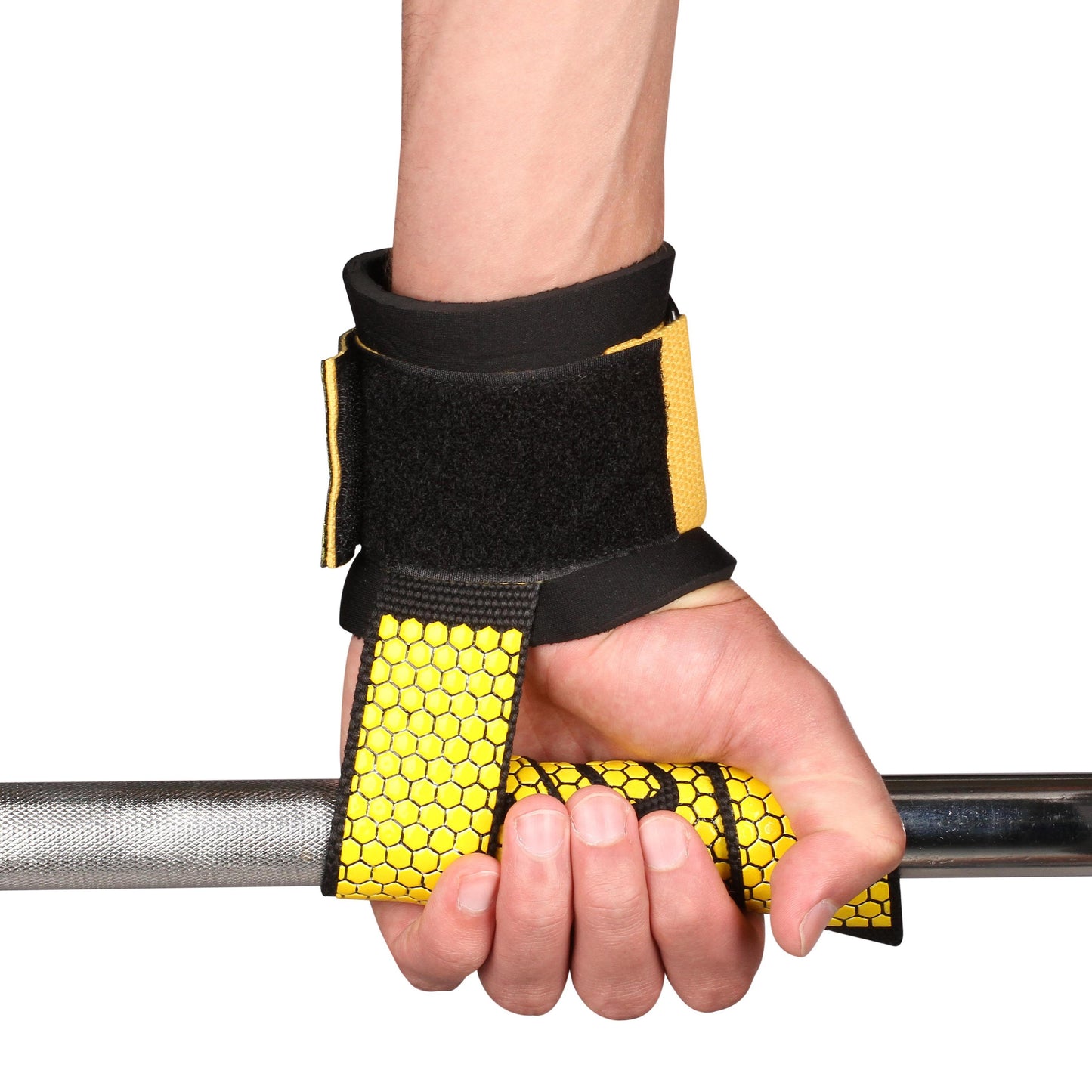 Weightlifting Wrist Wraps With Deadlift (Pair) INDIGO Black - Yellow