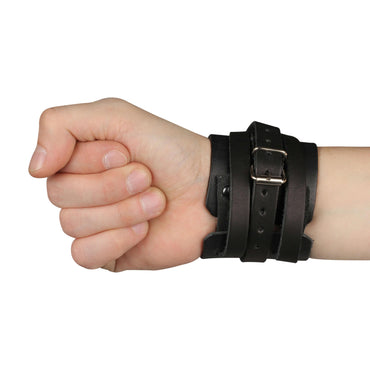 Leather Wristband with Metal Buckle INDIGO Black 8*6.5 cm 1 Unit