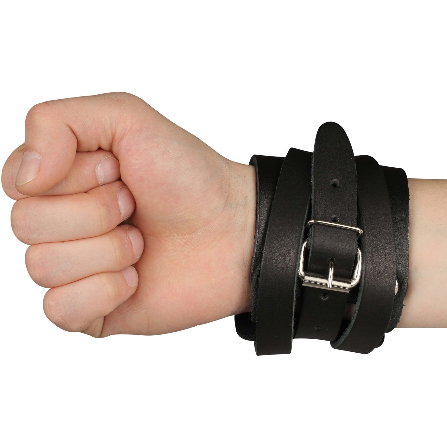 Reinforced Leather Wristband With Metal Buckle INDIGO Black 10*7 cm 1 Unit