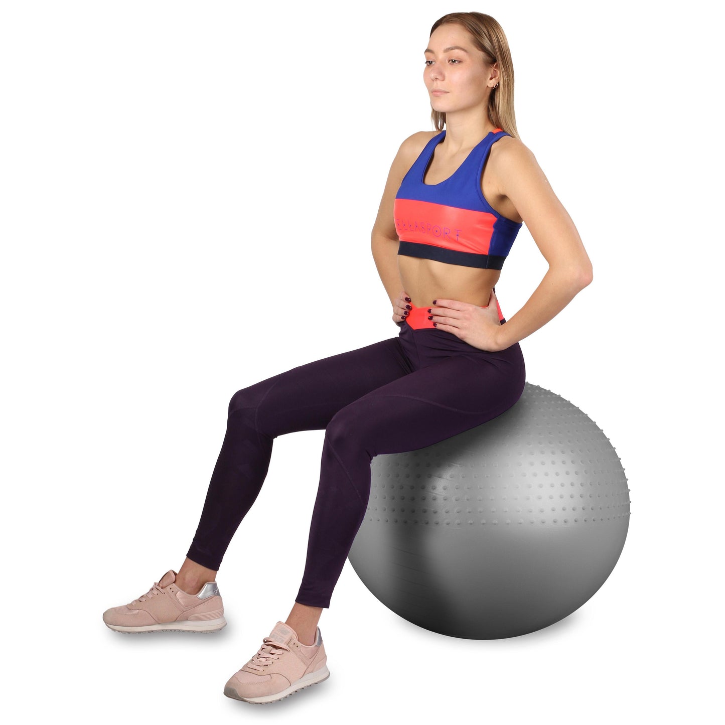 Gym/Massage Ball "2 in 1" Anti-Burst + Pump INDIGO