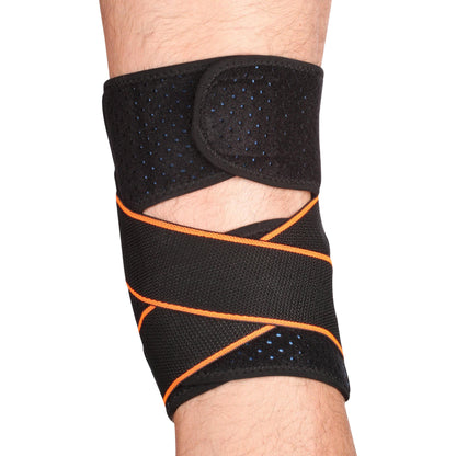 Neoprene Knee Brace with Gel Disc and Compression Straps INDIGO Black-Orange