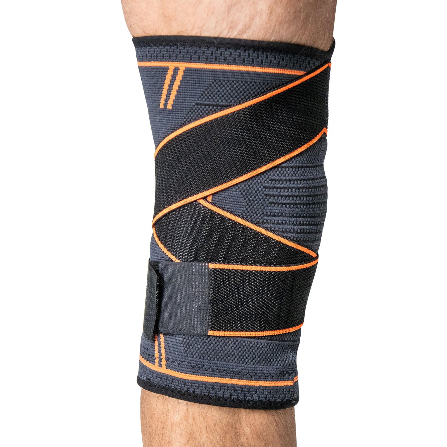 Elastic Knee Brace with Compression Straps INDIGO Black-Orange