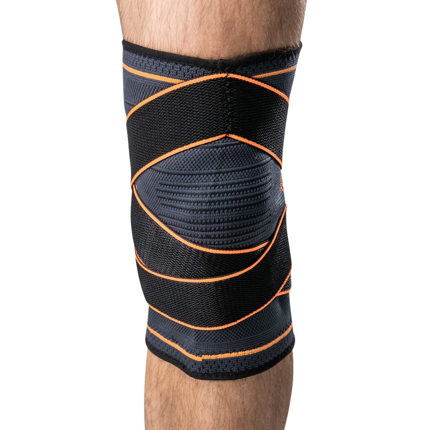 Elastic Knee Brace with Compression Straps INDIGO Black-Orange