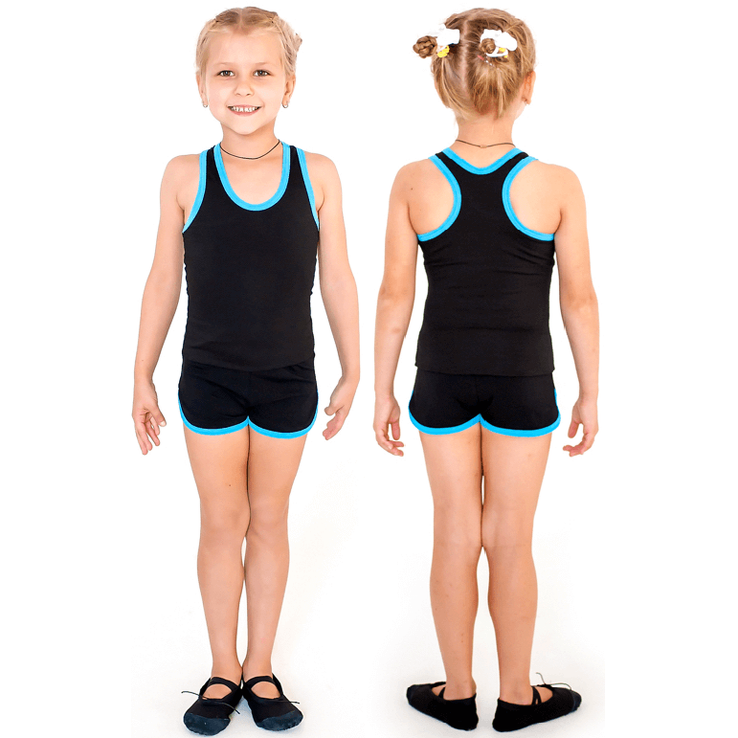 Indigo Black-Turquoise Gym Shorts for Girls