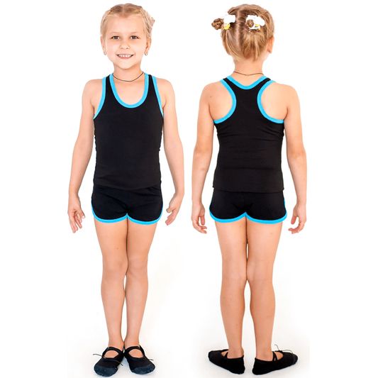 Indigo Black-Turquoise Gym Shorts for Girls