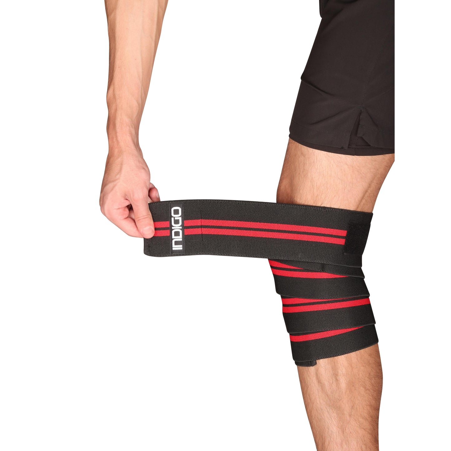 Elastic Knee Support Band INDIGO Black-Red 2m