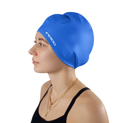 Gorro de Natación Silicona para Cabellos Largos Extra Grande INDIGO