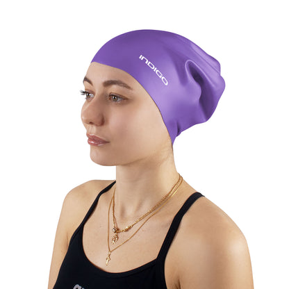 Gorro de Natación Silicona para Cabellos Largos Extra Grande INDIGO