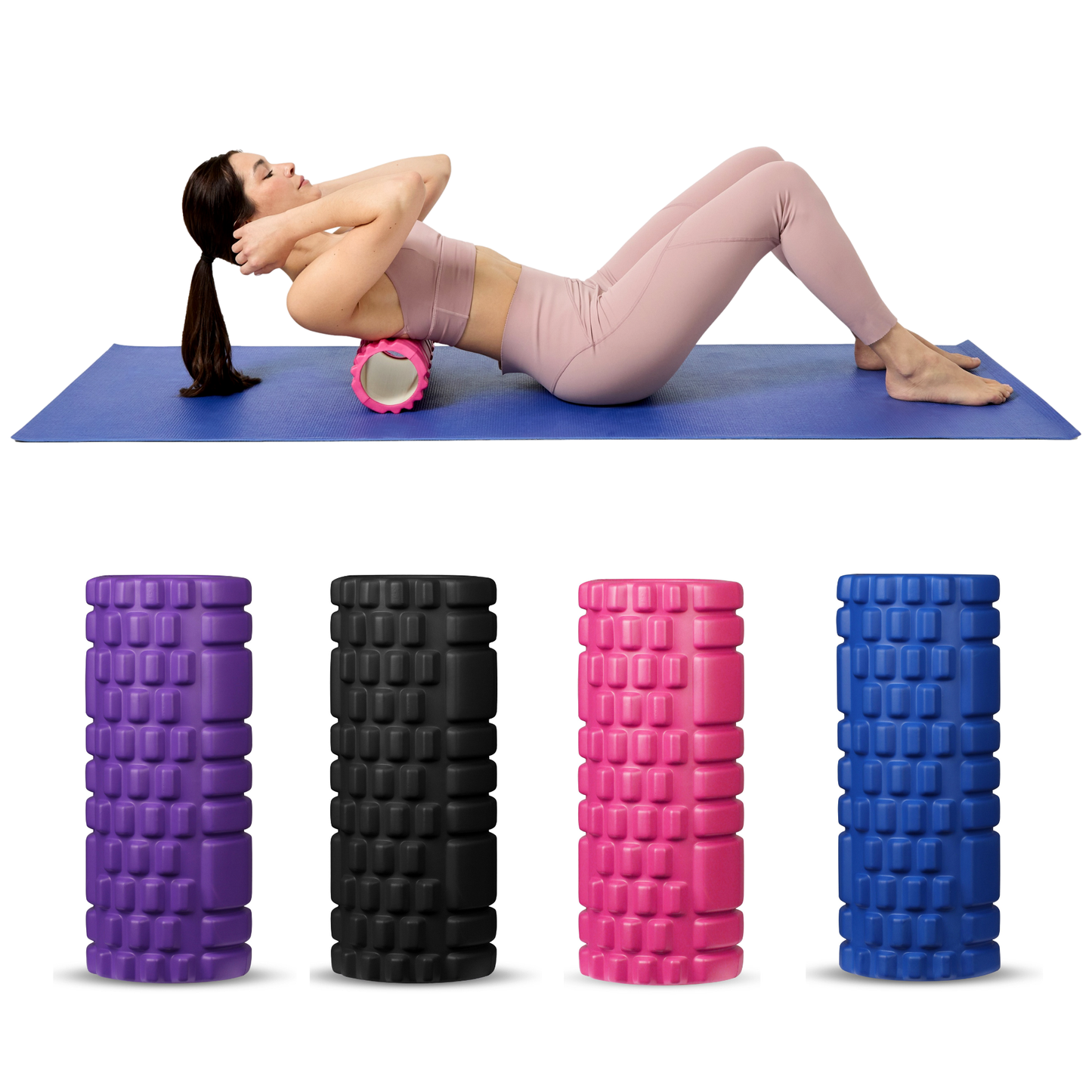Rolo de Espuma Faom Roller Para Massagem Muscular, Yoga e Fitness INDIGO 33*14 cm