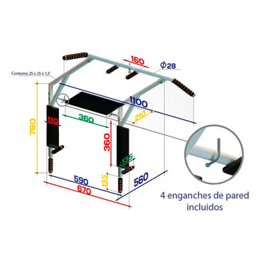 Mongoose White 78*67*56 cm Wall-Mounted Light Horizontal Bar Up to 130 Kg "3 in 1"