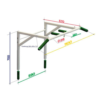 Wall-Mounted Horizontal Bar Up To 180 Kg With Hinges "2 In 1" REKRUT2 SPEKTR White 70*59*57 cm