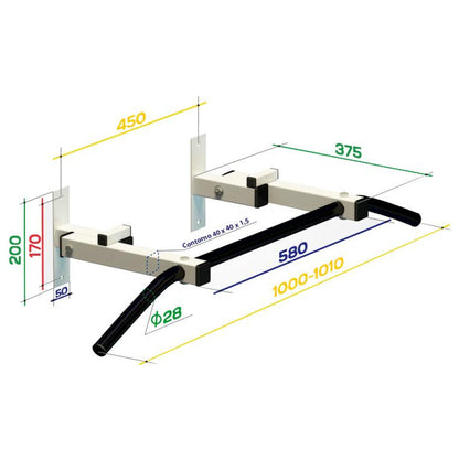 Pull-Up Bar for Wall with Wide Foldable Grip Up to 150 kg SPECTRUM SPEKTR3 100*37.5 cm