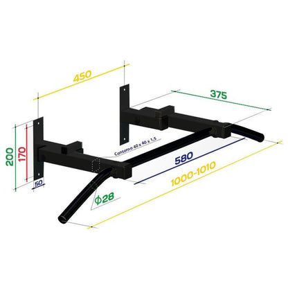 Barra de Dominadas de Pared con Agarre Ancho Plegable hasta 150 kg SPECTRUM SPEKTR3 100*37.5 cm