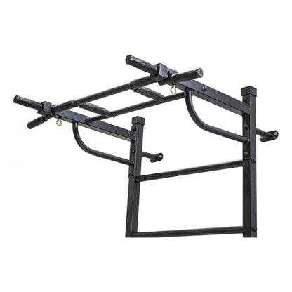 Salle de Gym Adulte Murale "3 en 1" avec Espalier, Barres pour Dips, Banc Pliable et Barre de Traction Bogatyr Flexter Blanc - Noir 246*110*68.5 cm