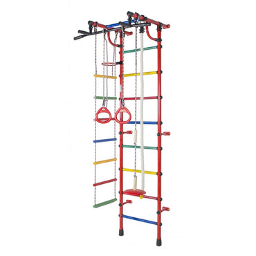 Gamma Children's Wall Gym with Stall Bars, Pull-Up Bar, Rings, Ladder, and Swing 230*64*52 cm