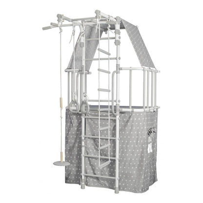 INDIGO PASTEL Wall Children's Gym with Stall Bars, Rings, Ladder, and Swing 226*115*156 cm