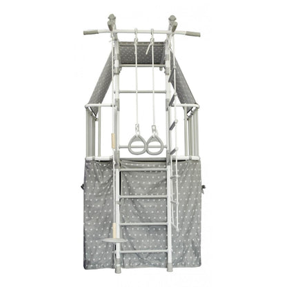 INDIGO PASTEL Wall Children's Gym with Stall Bars, Rings, Ladder, and Swing 226*115*156 cm