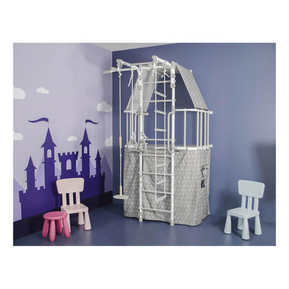 INDIGO PASTEL Wall Children's Gym with Stall Bars, Rings, Ladder, and Swing 226*115*156 cm