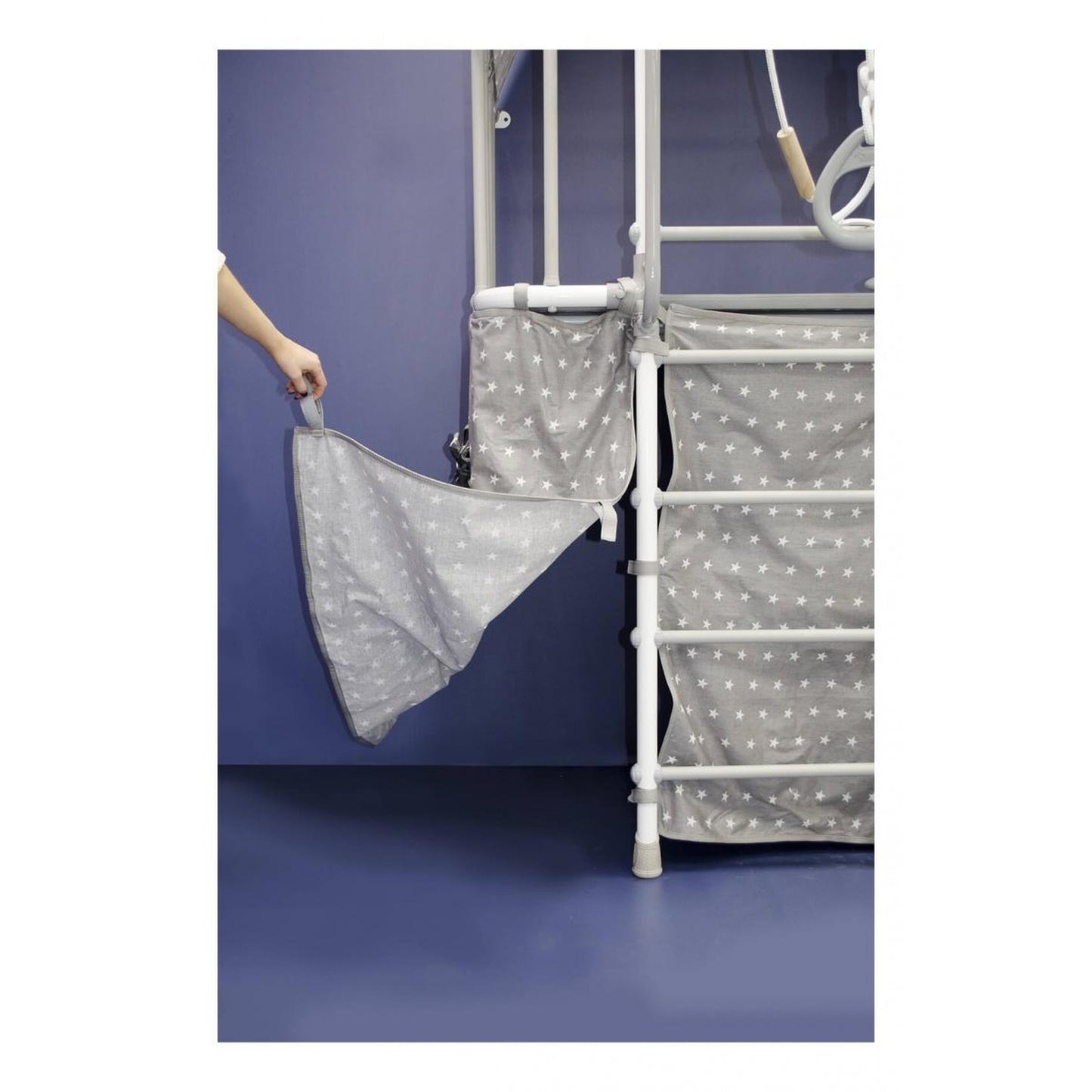 INDIGO PASTEL Wall Children's Gym with Stall Bars, Rings, Ladder, and Swing 226*115*156 cm