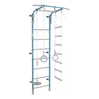 Children's Wall Gym with Stall Bars, Rings, Ladder, and Swing PASTEL1 217*63*52.5 cm